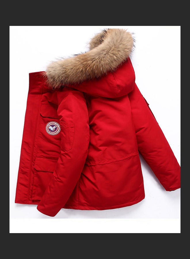 Thicken Hoodie Cotton Jacket Red  - Image 1