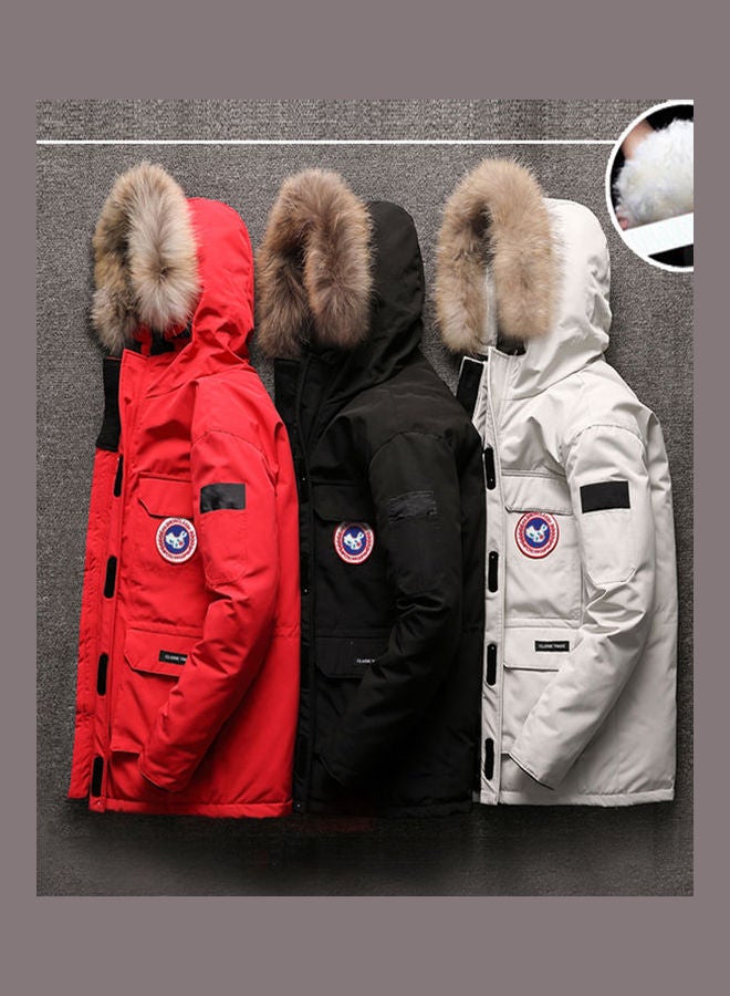 Thicken Hoodie Cotton Jacket Red  - Image 3