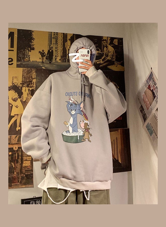 Tom and Jerry Cartoon Printing Loose Fashion Pullover Tops Apricot  - Image 1