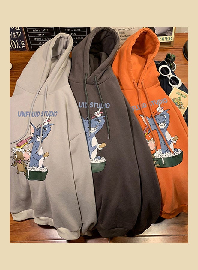 Tom and Jerry Cartoon Printing Loose Fashion Pullover Tops Apricot  - Image 4