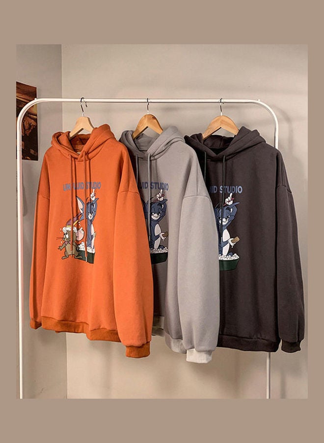 Tom and Jerry Cartoon Printing Loose Fashion Pullover Tops Apricot  - Image 5