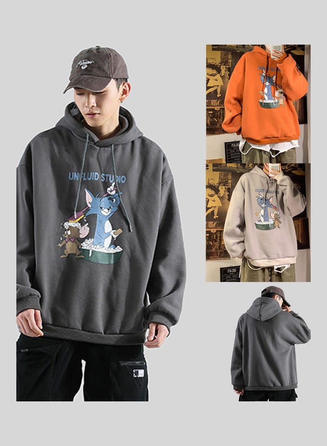 Tom and Jerry Cartoon Printing Loose Fashion Pullover Tops Orange red  - Image 3