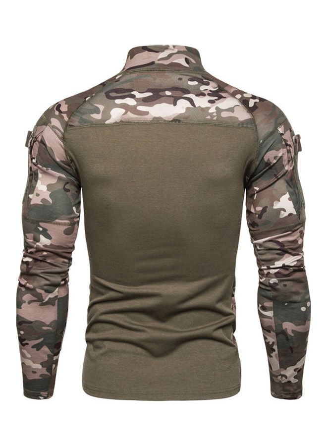 Casual Long Sleeve Camouflage T-Shirt Army Green  - Image 2