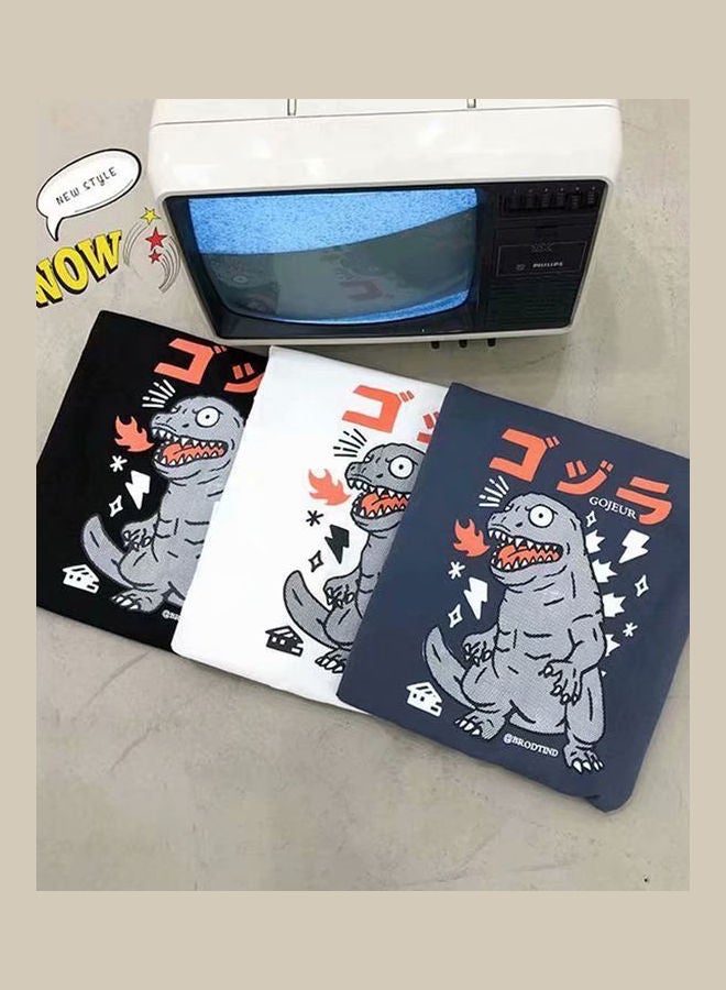 بلوزة كاجوال جيدة التهوية قصيرة الأكمام بفتحة رقبة مستديرة أسود - Image 3