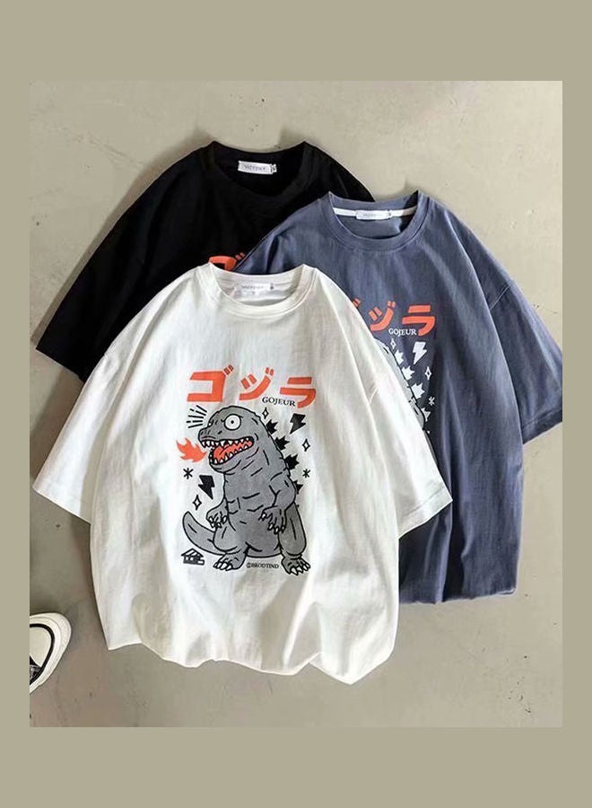 بلوزة كاجوال جيدة التهوية قصيرة الأكمام بفتحة رقبة مستديرة أسود - Image 5