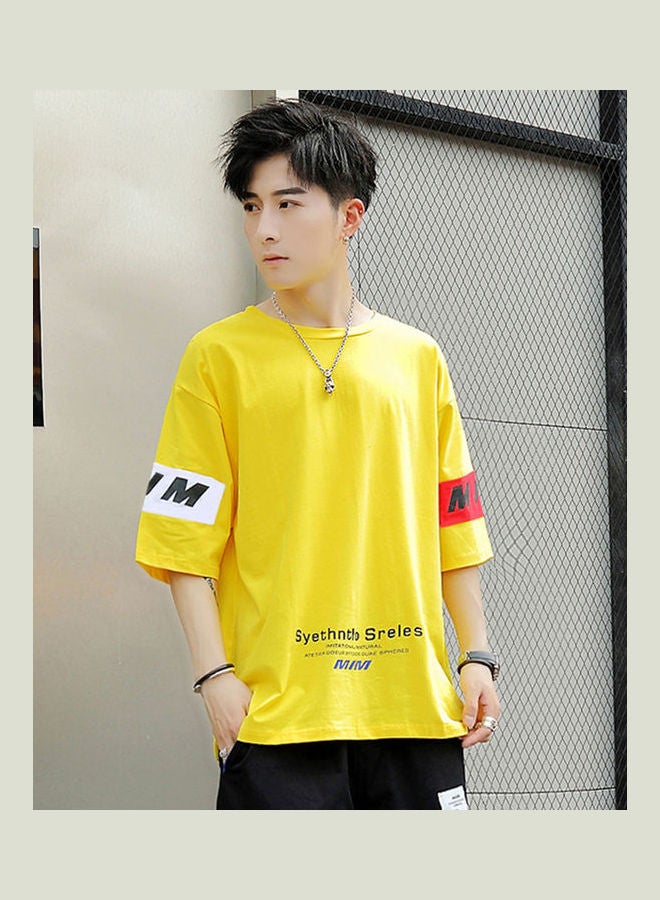 Short Sleeve Loose T Shirt Yellow