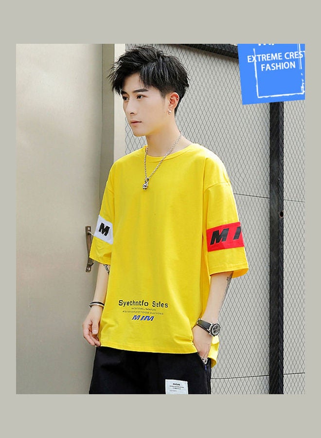 Short Sleeve Loose T Shirt Yellow