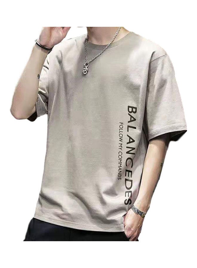 Short Sleeve Printed T-shirt Khaki  - Image 1