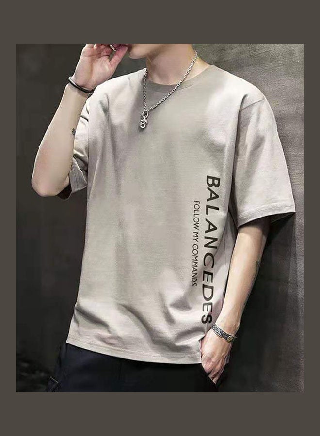 Short Sleeve Printed T-shirt Khaki  - Image 4