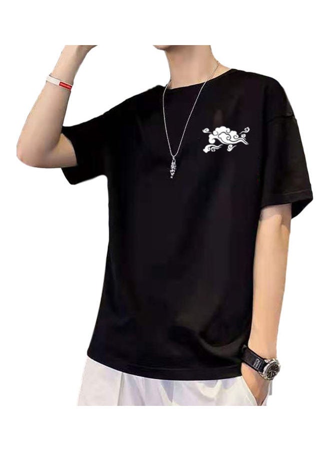 Short Sleeve Printed T-shirt Black - Image 1