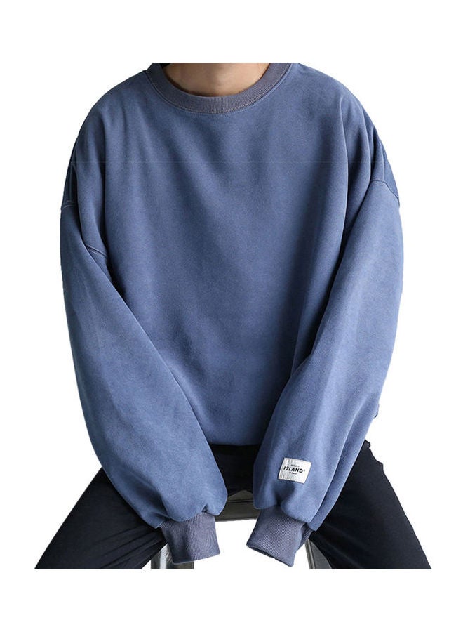 Round-Necked Loose Long-Sleeved Oversize Casual Sweatshirts blue - Image 1