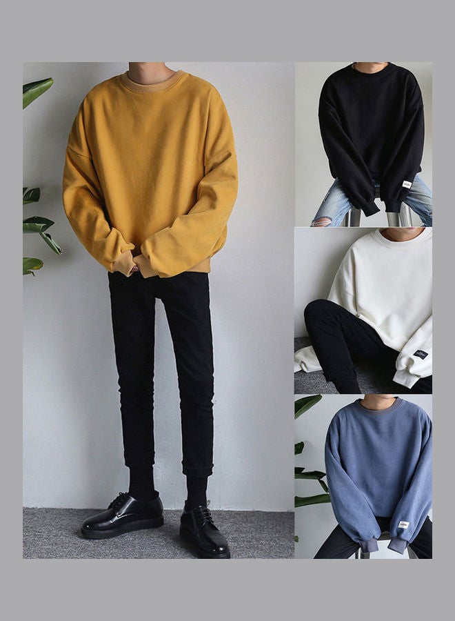 Round-Necked Loose Long-Sleeved Oversize Casual Sweatshirts blue - Image 3