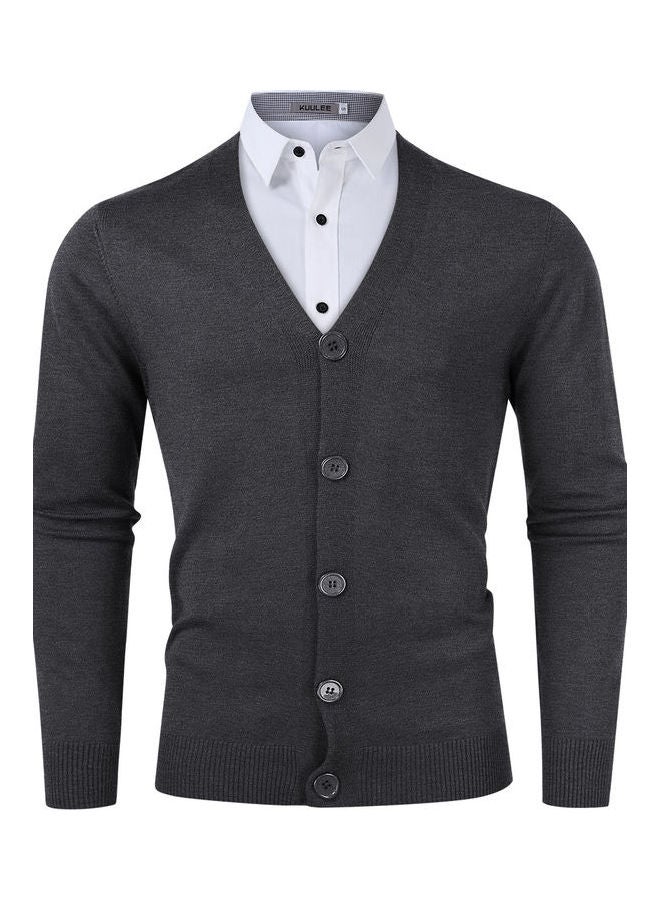 Generic - Casual Knitted Button Down Cardigan Black - Image 1