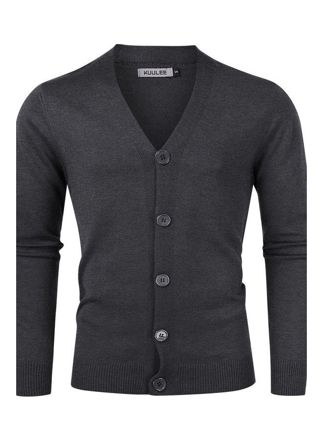 Generic - Casual Knitted Button Down Cardigan Black - Image 1