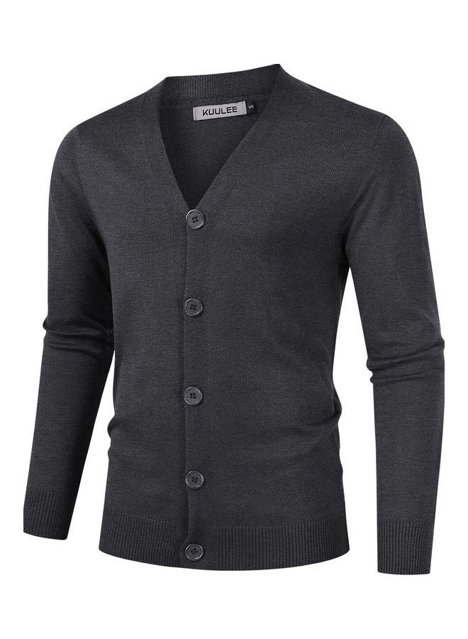 Generic - Casual Knitted Button Down Cardigan Black - Image 1