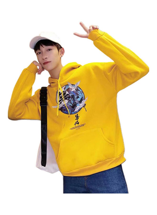 Printed Long Sleeve Casual Pullover Loose Jacket yellow - Image 1