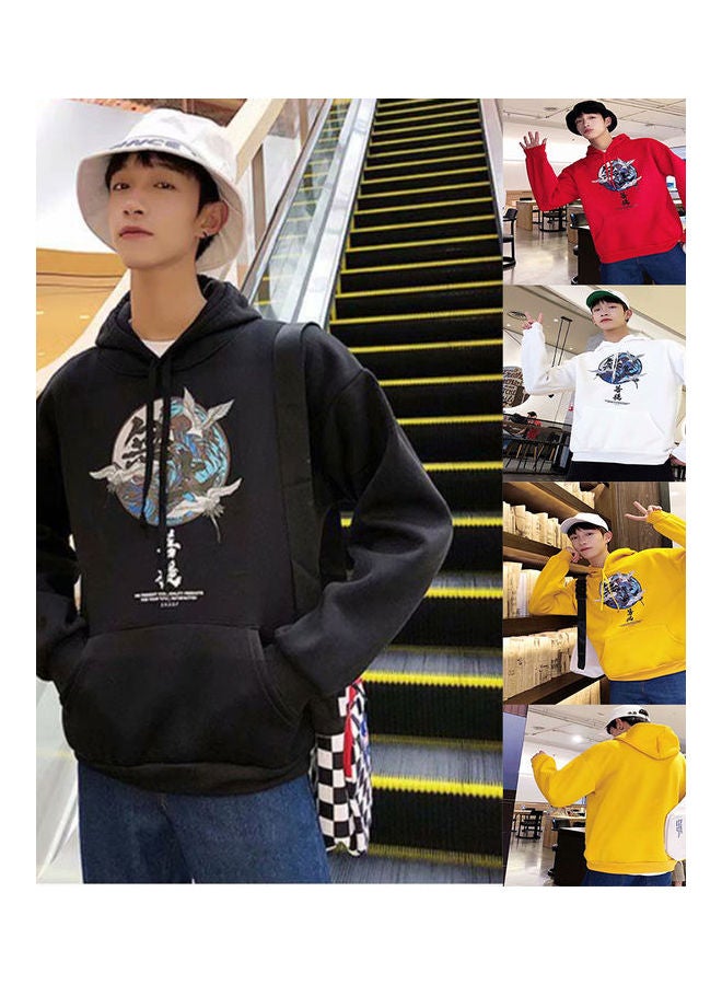 Printed Long Sleeve Casual Pullover Loose Jacket yellow - Image 3
