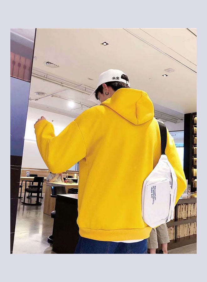Printed Long Sleeve Casual Pullover Loose Jacket yellow - Image 5