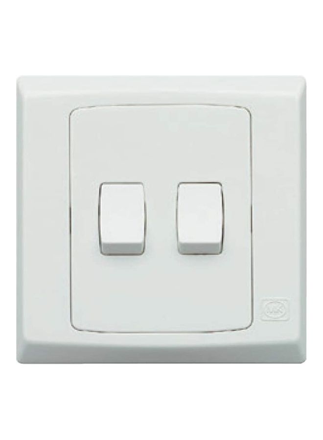 MK - Slimline Plus 2 Gang 1 Way Light Switch White - Image 1