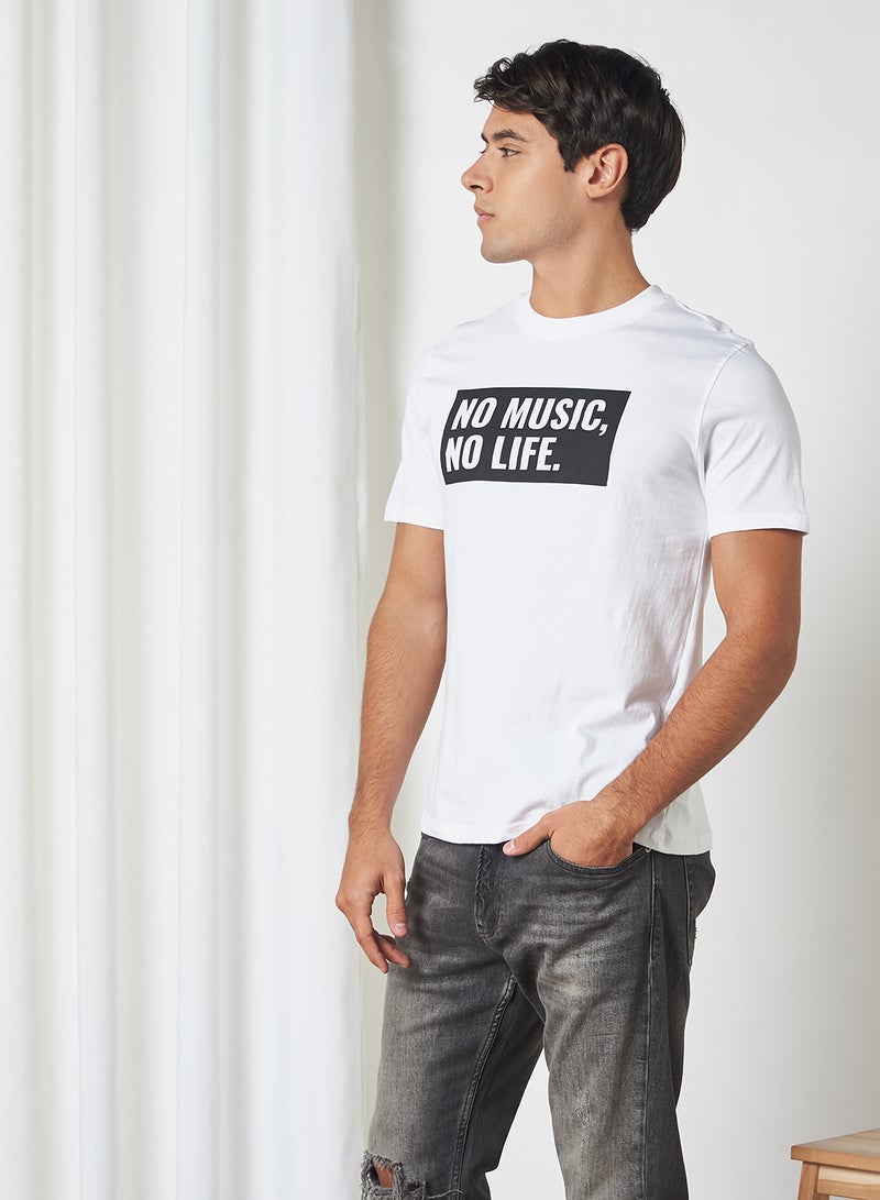 QUWA Printed Short Sleeves T-Shirt Pearl White - Image 1