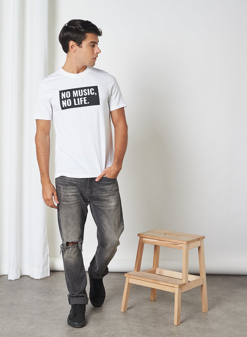QUWA Printed Short Sleeves T-Shirt Pearl White - Image 3