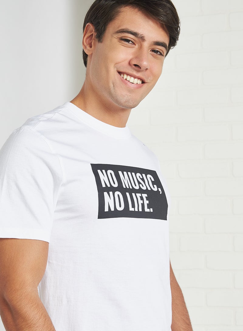 QUWA Printed Short Sleeves T-Shirt Pearl White - Image 4