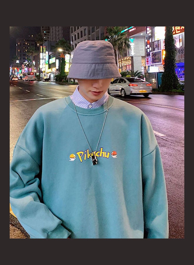 بلوفر بتصميم عصري وأكمام طويلة مزين برسومات كرتونية ومناسب للاستخدام اليومي البحيرة الزرقاء - Image 4