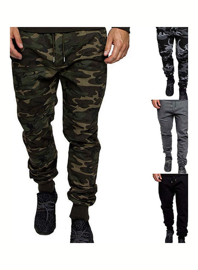 بنطال كاجوال برباط ونقشة كاموفلاج نقشة مموهة كالزي العسكري باللون الأخضر - Image 3