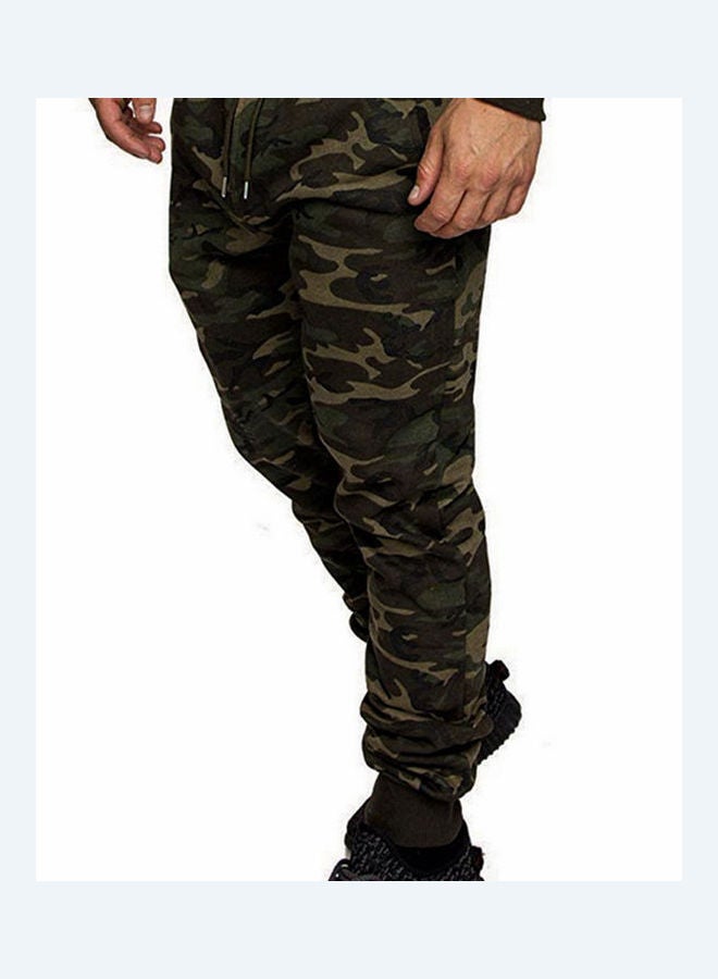 بنطال كاجوال برباط ونقشة كاموفلاج نقشة مموهة كالزي العسكري باللون الأخضر - Image 4