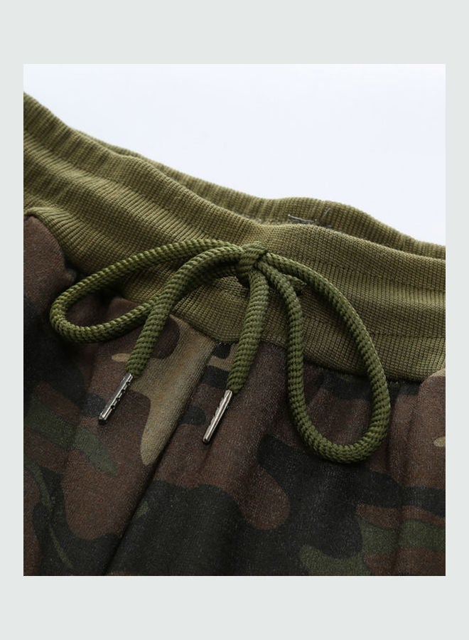 بنطال كاجوال برباط ونقشة كاموفلاج نقشة مموهة كالزي العسكري باللون الأخضر - Image 5
