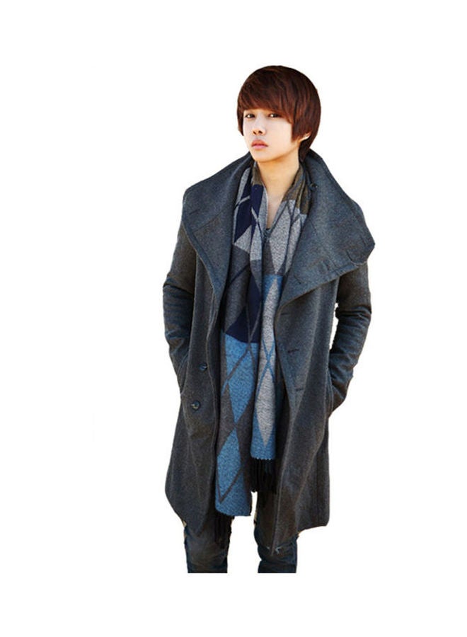 Woolen Trench Long Overcoat gray  - Image 1