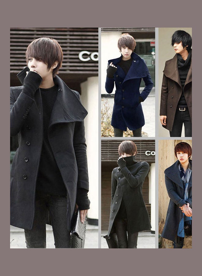 Woolen Trench Long Overcoat gray  - Image 3