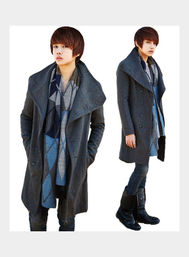 Woolen Trench Long Overcoat gray  - Image 4