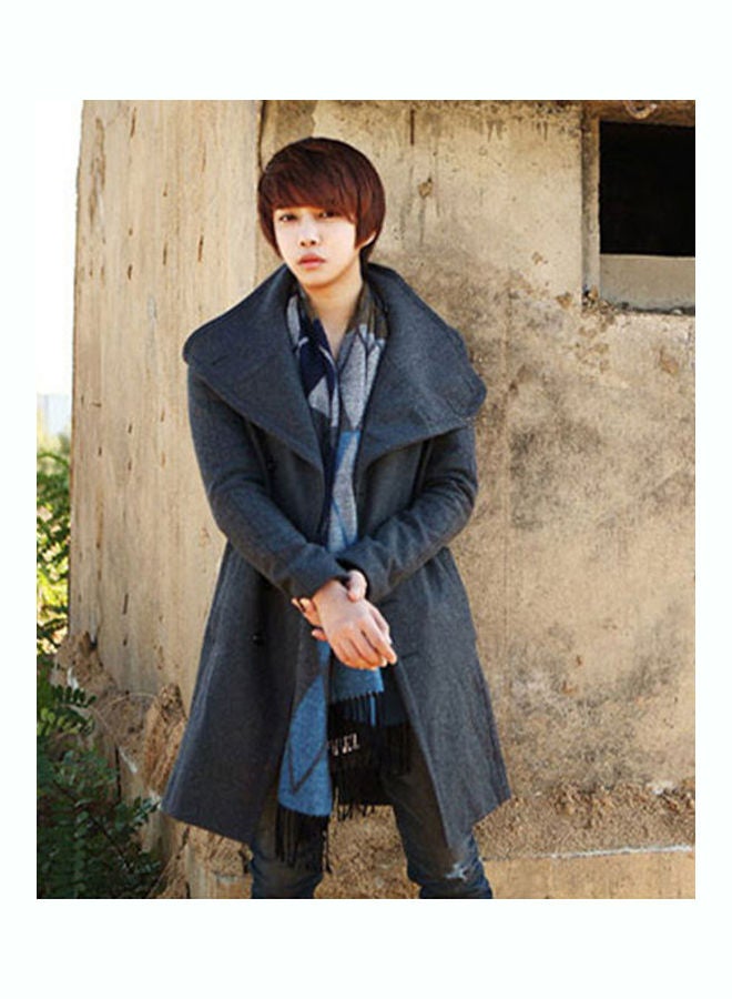 Woolen Trench Long Overcoat gray  - Image 5