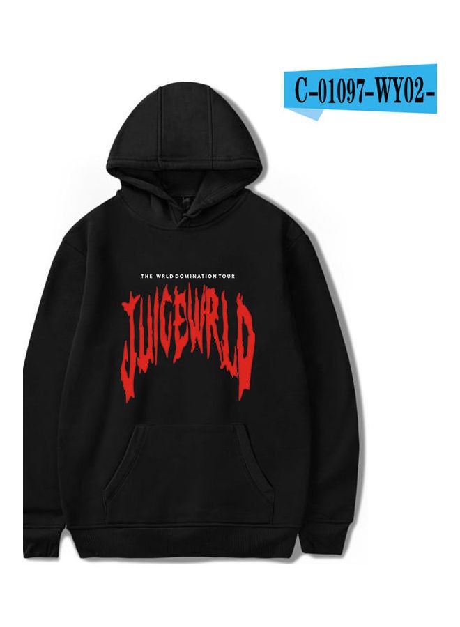 WRLD Letter Printed Loose Pullover Tops Black  - Image 1