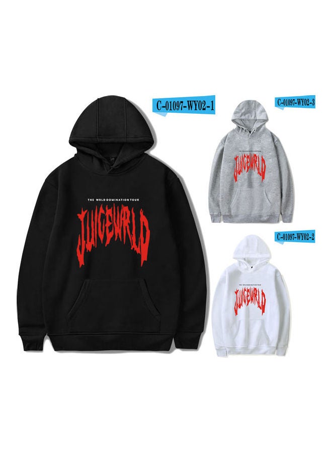 WRLD Letter Printed Loose Pullover Tops Black  - Image 3