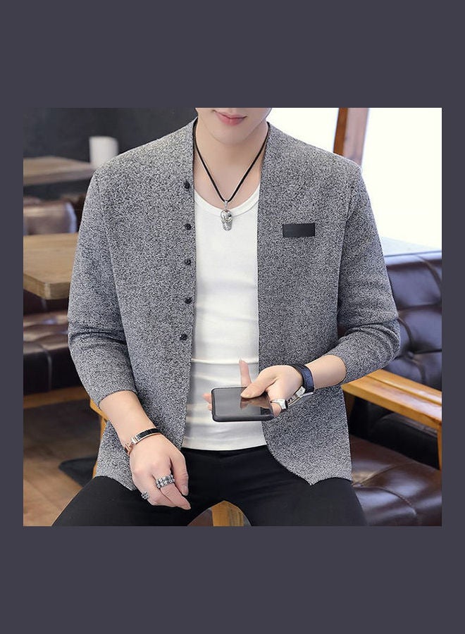 Generic - Fashion Handsome Knitwear Casual Solid Cardigan Dark gray - Image 1