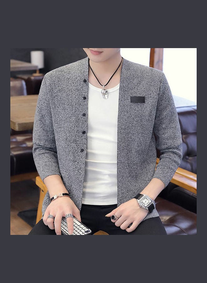 Generic - Fashion Handsome Knitwear Casual Solid Cardigan Dark gray - Image 1