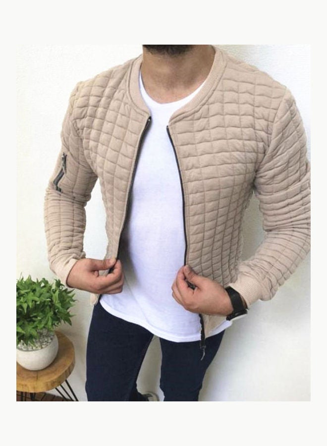Slim Fit Jacket Leisure Sports Coat Khaki - Image 2