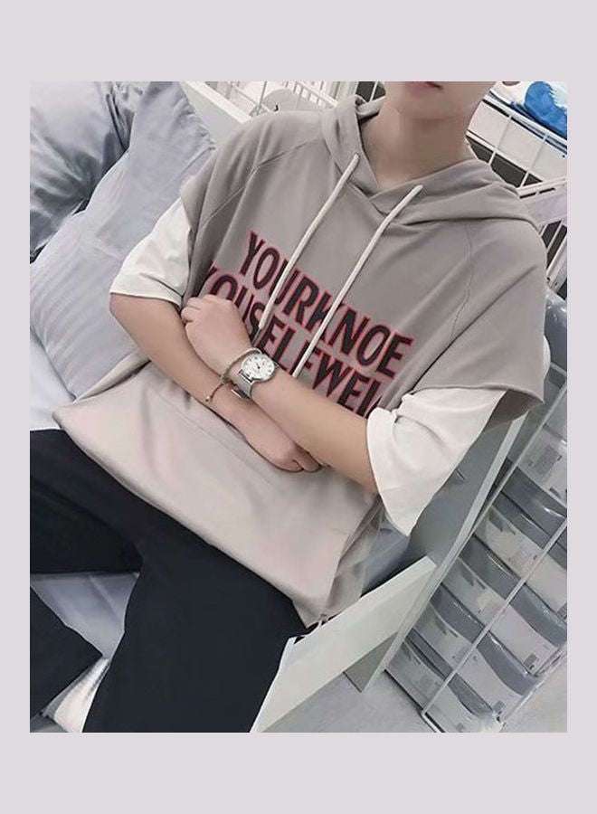 Short Sleeves Sweater Loose Casual Pullover Top gray  - Image 1