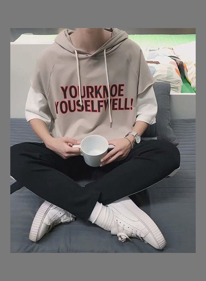 Short Sleeves Sweater Loose Casual Pullover Top gray  - Image 2