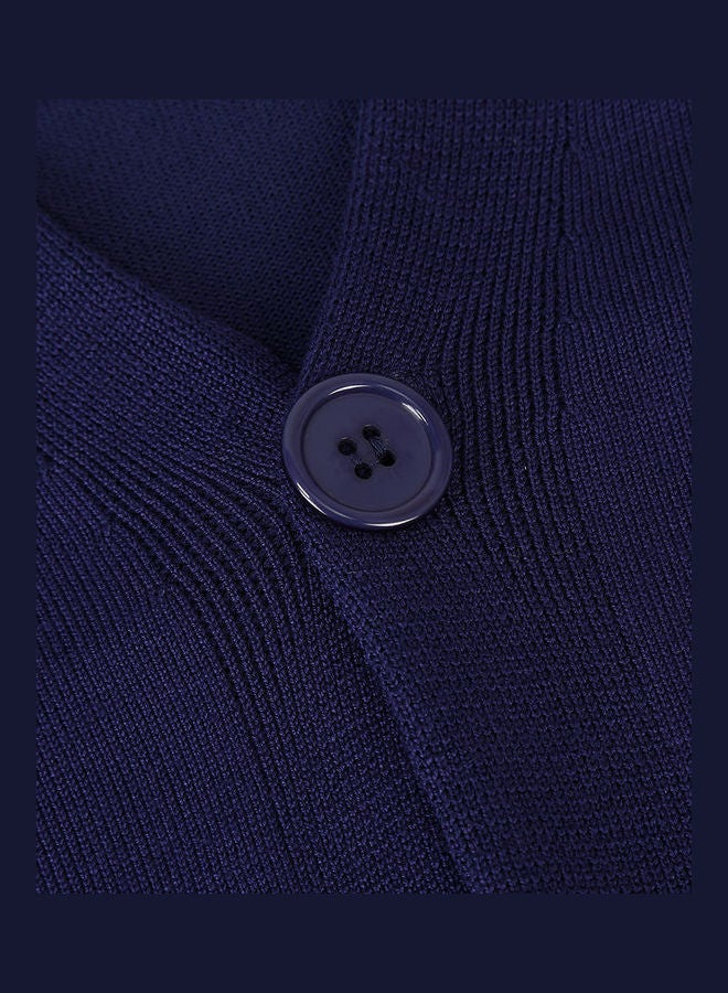 Generic - Casual V Neck Long Sleeve Knitted Button Down Cardigan Royal Blue - Image 1