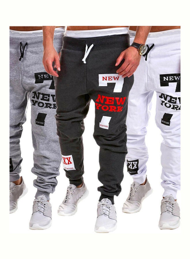 Fashion Casual Drawstring Letters Printed Sports Pants Dark gray  - Image 4
