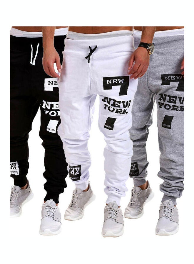 Fashion Casual Drawstring Letters Printed Sports Pants Dark gray  - Image 5