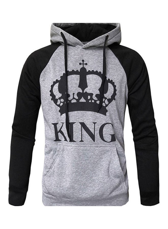 Couple Hooded Black And White Loose Pullover Shirt Light gray  - Image 2