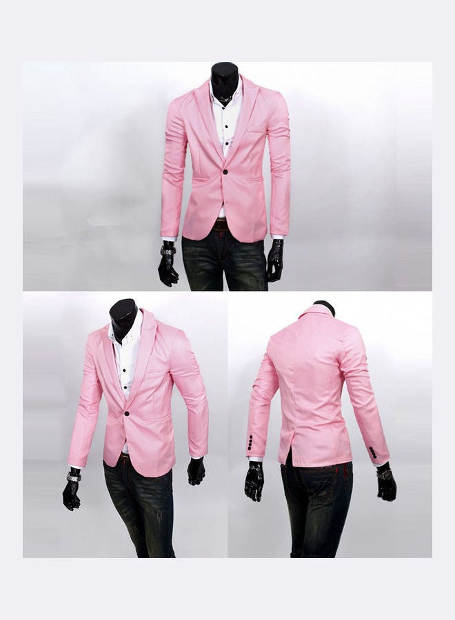 Slim Long Sleeve Suit Coat pink  - Image 4