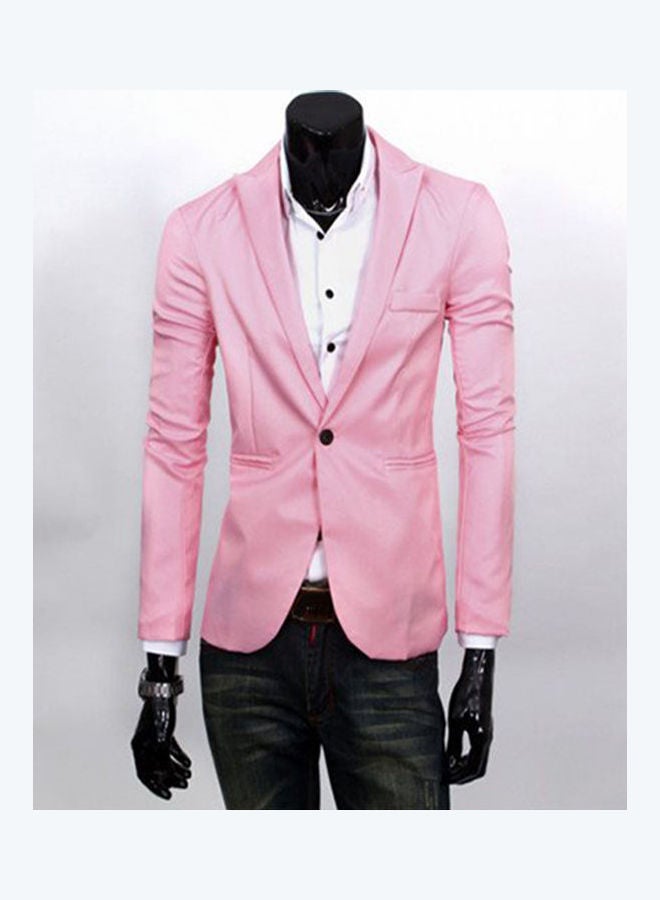 Slim Long Sleeve Suit Coat pink  - Image 5