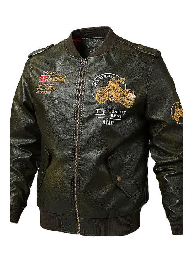 Leather Biker Jacket Black - Image 3