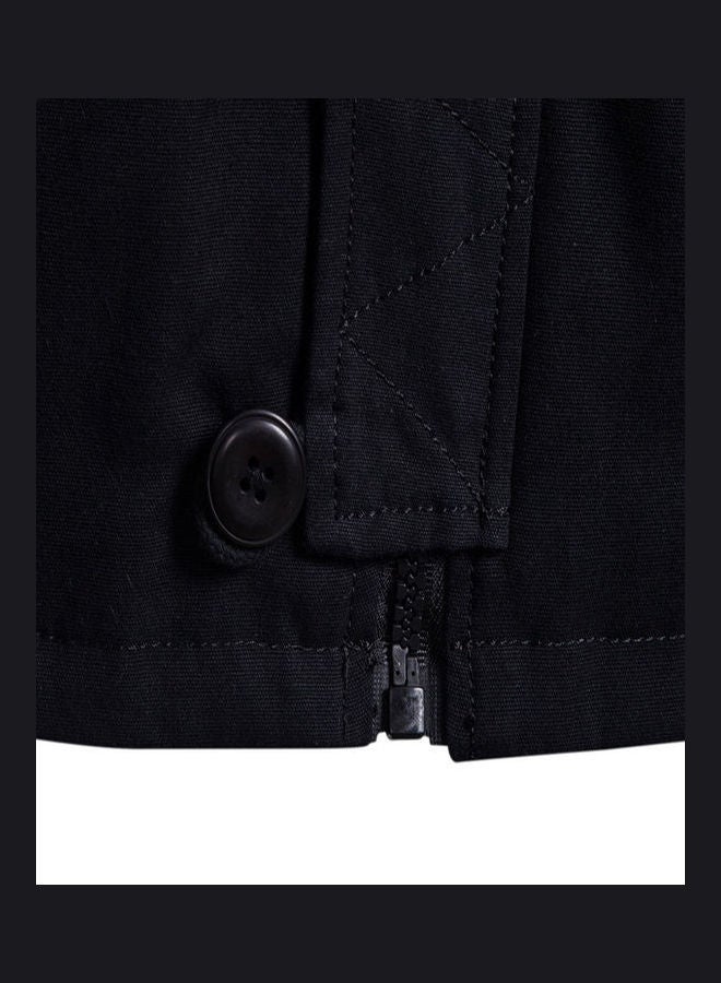 Hooded  Slim-fit Leisure Style Jacket Black  - Image 4