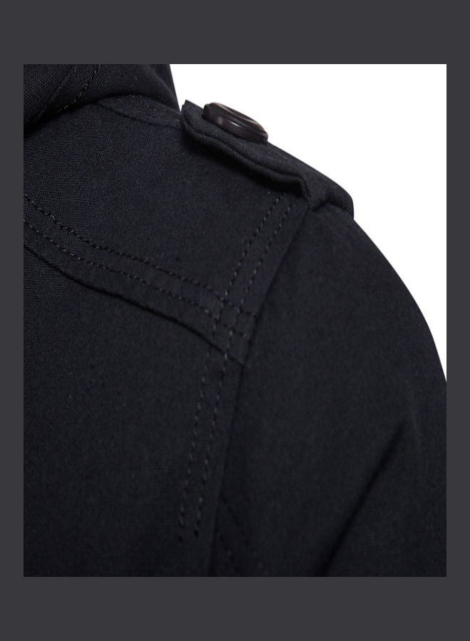 Hooded  Slim-fit Leisure Style Jacket Black  - Image 5